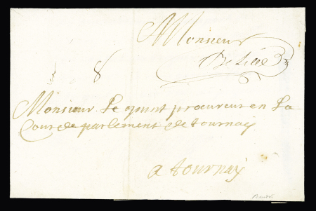 Marque manuscrite "De Lille" (L n°1, 1696), ind 21. Rare et TB