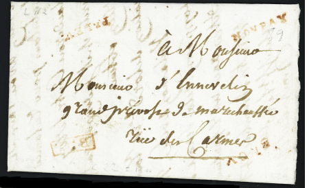 Petite poste de Lille : lettre en port dû remise au bureau général (3 nov) avec texte) - marque "non payé", ind 25. RR