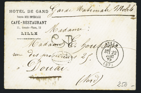 64 lettres de Lille, majorité marques postales dont 1 lettre AFF n°17 OBL GC 2046. TB