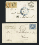 5 lettres dont n°43, 10c bistre OBL T17 Marcq en Baroeul (mai 1871). TB