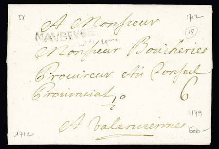 MP "Maubeuge" (L n°4, 1712), ind 19, certificat Pothion). TB