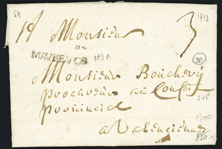MP "Maubeuge"  (L n°3A, 21mm, 1713), ind 18, certificat Pothion. TB