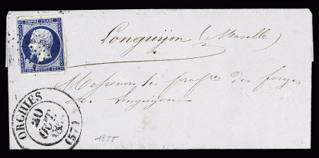 N°14 OBL PC 2334 + T13 "Orchies" (1855) sur lettre. TB