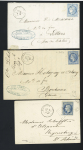 8 lettres de Raismes dont n°45 OBL GC 3077 + T16 et LST de 1854 avec cursive '57 Raismes" (ind 20 certificat Pothion). TB