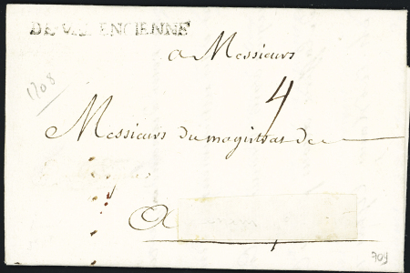 Lettre avec marque manuscrite "De Valne" (L n°1 - 1677) ind 21. TB