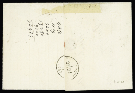 N°46, 20c Bordeaux OBL PC du GC 1 + T17 Abbeville (20 mars 71) sur lettre pour Hallencourt (Somme) avec griffe noire "taxe allemande" (50mm - type d'Abbeville). TB