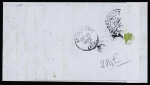 N°19, bande de 3 + paire apposés à l'envers pour signifier le renversement de l'Empire + n°37 OBL GC 838 + T16 Chalais (19 sept 71) sur lettre pour Châteauneuf Charente avec "OR" au recto. TB