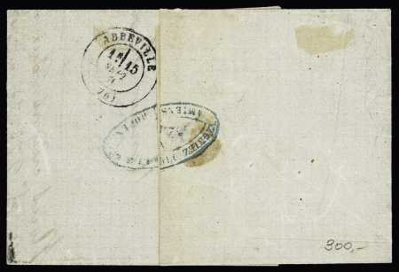 N°25, 3 pièces + 26 + 27 OBL PC du GC 85 + T17 Amiens (14 sept 71) sur lettre pour Abbeville. TB