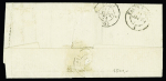 N°29 + n°28, demi-timbre coupé en diagonale OBL GC 2298 + T17 Meaux (11 sept 71) sur lettre pour Chantilly (Oise), rare AFF de fortune. TB