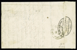 N°25 + 27, 6 pièces, OBL étoile 16 + T17 R. de Palestro (9 sept 71) sur lettre pour Mulhouse avec taxe allemande 20 bleu façon manuscrite. Jolie pièce, RR