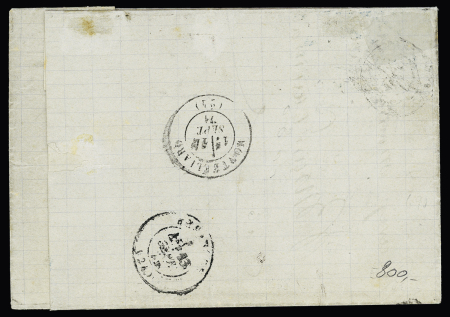 N°37 + 39 + 41 OBL GC 3156 + T17 Roanne (12 sept 71) sur lettre pour Montbéliard. Rare et TB