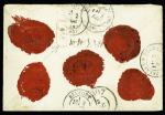 Alsace n°6 en paire OBL CAD "Gebweiler" (1.12.71) sur lettre chargée avec étiquette de recommandation rouge "recommandirt n°818" pour Velars sur Ourche (Côte d'Or) avec taxe manuscrite 9 au recto. TB