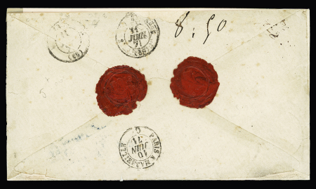 Alsace n°6 + 7 OBL CD "Metz" (9.6.71) sur lettre recommandée pour Lyon avec étiquette rouge "Recommandirt n°213" et taxe 4 manuscrite au recto. RR et TB