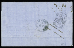 N°29 + 31 OBL GC 5080 + T15 "Alexandrie Egypte" (10 oct 71) sur lettre pour Munster avec griffe encadrée noir "affranchissement insuffisant" et taxe allemande tampon 20 façon manuscrite - l'une des 2 pièces connues e