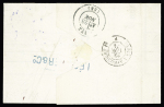 N°60 OBL étoile 1 + CAD "Paris PL. de la Bourse" (22 nov 71) sur lettre pour Metz avec Alsace n°4 bande de 4 annulée plume. TB