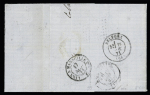 N°25 + 27 + 36, 2 pièces OBL PC du GC 420 (Belfort) + Alsace n°6 OBL fer à cheval de Colmar sur lettre pour Aniane. TB