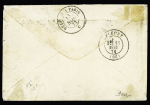 Alsace n°6 OBL CAD bleu fer à cheval "Muhlhausen i els" (13 nov 71) + n° 20 + 37 OBL PC du GC 420 (Belfort) avec taxe française 15 au crayon rouge pour double-port. TB
