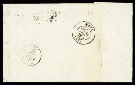 Alsace n°6 OBL CAD "Lemberg im Lothringen" (16.7.71) sur lettre en double port avec n°48, 40c orange Bordeaux, OBL idem. Seule pièce connue. TB