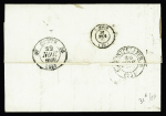 Lettre de Naples pour Cette avec cachet ovale bleu "Claude Clerc et Cie" agence à Marseille vapeurs napolitains" + CAD T13 de Marseille (contient une publicité pour le service des paquebots à vapeur). TB