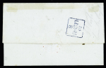 Lettre de Gibraltar pour le consul de Belgique à Lisbonne avec marque cintrée noire "Gibraltar" et marque encadrée bleue "P. Brit" (1840). TB