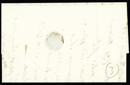 Lettre de Gênes pour Livourne (1841) avec cachet ovale noir "Administration des paquebots à vapeur français à Gênes". TB