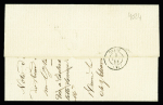 Lettre avec CAD T15 "3 Marseille 3 (12)" (1853) + cachet ovale bleu "CHs &  AUGte Bazin administration des paquebots à vapeur français Marseille + taxe 25 double-trait pour Crest (Drôme). TB