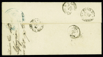 Lettre de La Spezia pour Bastia avec CAD "Spezia" + CAD d'entrée rouge "Italie Bastia" (1866) et taxe 6 tampon façon manuscrite. TB