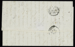 Italie n°23, 2 pièces, OBL rect de points 184 + CAD Napoli (1869) sur lettre pour Annonay avec CAD d'entrée rouge "Italie Marseille". TB