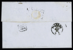 N°31, 2 pièces, OBL ancre bleue + CAD rond bleu "Ligne X PAQ. FR. n°3" (1869) sur lettre de Marseille pour Palerme avec mention manuscrite "Par Erbre". TB