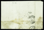 Cursive "12 St Chamas" + dateur "B" (1850) + taxe 25 double-trait, ind 11. TB