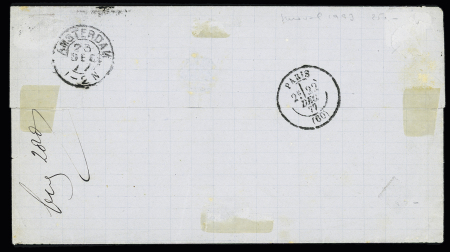 N°75 ° 79 OBL CAD "Alger bat à vap" (1877) sur lettre pour Amsterdam (Salles n°492). Jolie pièce