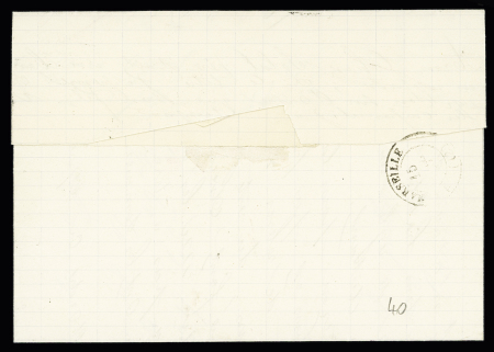 N°90 OBL CAD "Marseille ligne de Tunis" (1881) répété à côté sur lettre pour Marseille (S 554, ind 18), rare et TB