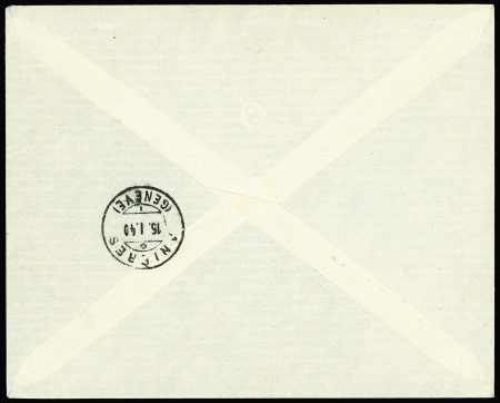 N°374 en paire + n°414A, 50c Mercure bleu OBL Douvaine Haute savoie (1940) sur lettre recommandée au tarif frontalier du 2ème échelon pour Anières, canton de Genève. Rare et TB