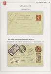 n°160 - 4 plis (2 entiers postaux) dont CP avec entier découpé non admis sur carte postale avec timbre-taxe n°33, 2 pièces. TB