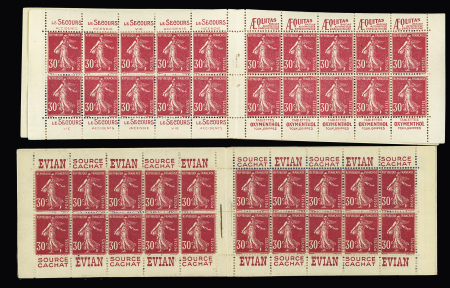 4 carnets du n°191 : Evian (S 89) - Grey Poupon (S 90) - Le Secours (S 90) - Le Secours (S88). TB. Cote 1000€