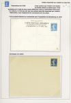 5 entiers postaux neufs 30c Semeuse bleu dont carte postale neuve TSC expo de Strasbourg(SEC N2). TB. Cote 450€