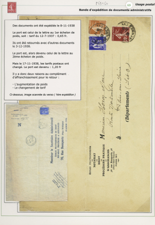 n°360 : entier carte postale TSC expo de Saint-Etienne OBL (SEC O1) - bande neuve (datée 919) (SEC O2) - on joint une bande d'expédition de documents administratifs AFF recto-verso. TB. Cote 210€+