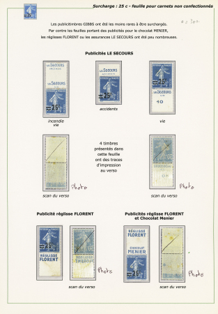 N°217, 25c sur 30c, Semeuse bleu, 3 pages d'exposition
