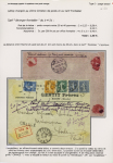 3 lettres : n°158 OBL Meaux (11.7.21 - utilisation anticipée car le timbre a été émis le 15 juillet) - n°158 + 140 + 159 + 161, 2 pièces OBL Maiche Doubs sur lettre chargée du second échelon de poids frontalier