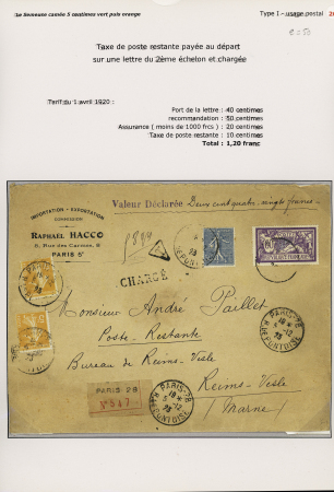 3 lettres : n°158 OBL Meaux (11.7.21 - utilisation anticipée car le timbre a été émis le 15 juillet) - n°158 + 140 + 159 + 161, 2 pièces OBL Maiche Doubs sur lettre chargée du second échelon de poids frontalier