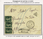 3 plis dont n°137 + 138 OBL CAD hexagonal de levée exceptionnelle "Paris départ" (1908) et "Paris 5 av de la République" (1911). TB