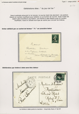 4 plis dont n°137 + 138 en paire OBL provisoire "Moosch Alsace" (1915) sur lettre censurée, entier postal 5c Semeuse vert OBL cachet de facteur "71" et n°137 OBL CAD 2 cercles "Imprimés Paris n°84 PP" sans bloc date