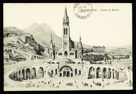 n°158, 5c orange en paire OBL cachet rond lilas avec date "paquebot Lutetia" (4 aout 1923) sur carte postale pour Montevideo. TB