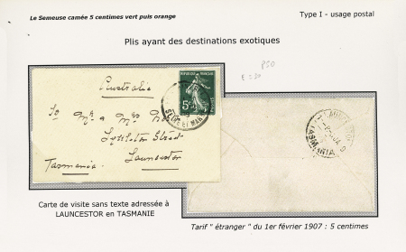 3 plis pour l'étranger (Tasmanie et Suisse) dont n°158 + 140 sur CP de Monaco, OBL à l'arrivée "Genève distr. Lettr." (1923). TB