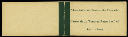 Carnet n°137 C3 - 5c vert avec mention "figurines" sur la couverture. TB. Cote 370€