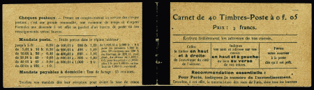 Carnet n°137 C9 (mention Loi du 29 mars 1920). TB. Cote 370€