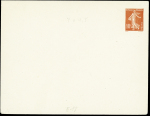 Ensemble spécialisé sur le 10c Semeuse camée rouge : paraoblitérés, millésimes, lettres (dont n°138 perforés "B.A") sur lettre à en-tête "La Buire Automobiles", roulettes sur raccords, entiers postaux, carnet A