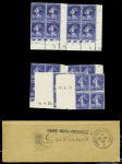 Ensemble spécialisé sur le 10c Semeuse camée rouge : paraoblitérés, millésimes, lettres (dont n°138 perforés "B.A") sur lettre à en-tête "La Buire Automobiles", roulettes sur raccords, entiers postaux, carnet A