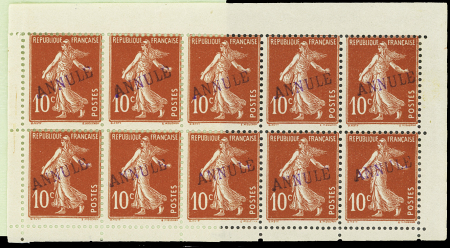 Ensemble spécialisé sur le 10c Semeuse camée rouge : paraoblitérés, millésimes, lettres (dont n°138 perforés "B.A") sur lettre à en-tête "La Buire Automobiles", roulettes sur raccords, entiers postaux, carnet A