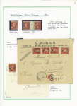 Ensemble spécialisé sur le 10c Semeuse camée rouge : paraoblitérés, millésimes, lettres (dont n°138 perforés "B.A") sur lettre à en-tête "La Buire Automobiles", roulettes sur raccords, entiers postaux, carnet A